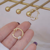 14K Gold Plated Copper CZ Zircon Small Hoop Earrings for Women