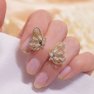 14K Gold Plated Butterfly Zircon Earrings