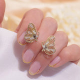 14K Gold Plated Butterfly Zircon Earrings