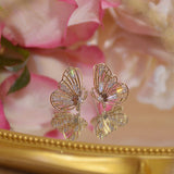 14K Gold Plated Butterfly Zircon Earrings