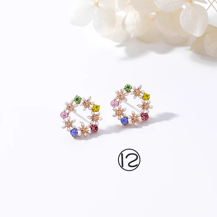Crystal Flower Studs for Women