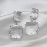 Crystal Double Square Earrings in Four Colors for Daily Wear