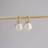 Zircon Small Hoop Earrings with Pearl Pendant