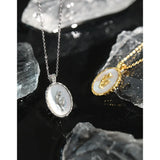 Geometric Ellipse Tulip Shell 925 Sterling Silver Necklace for Women
