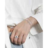 Minimalist Wild Pig Nose Double Chain Texture S925 Silver Bracelet