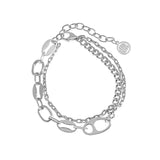 Minimalist Wild Pig Nose Double Chain Texture S925 Silver Bracelet