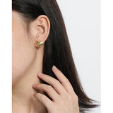 Geometric Heart-Shaped Texture S925 Silver Earrings Women