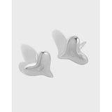 Geometric Heart-Shaped Texture S925 Silver Earrings Women