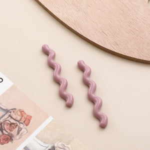 Wavy Line Resin Patch Hairpin Earrings DIY Jewelry Accessories