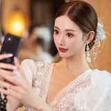 Sequins Bridal Hair Clips Crystal Tassel Wedding Hair Accessories