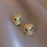 Leopard Inlaid Zircon Earrings for Women's Prom Party