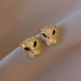 Leopard Inlaid Zircon Earrings for Women's Prom Party