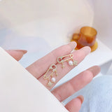 Copper Zircon Pin & Star Pearl Earrings