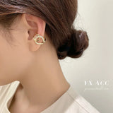 Zircon Letter C Cross Ear Clip, Women's Work Accessories