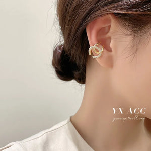Zircon Letter C Cross Ear Clip, Women's Work Accessories