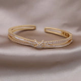 14K Plated Zircon Cross Bracelet - Women's Daily Accessory