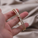 14K Plated Zircon Cross Bracelet - Women's Daily Accessory