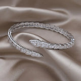 14K Plating Snake Zircon Open Bracelet Women's Wedding Party Accessories