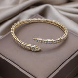 14K Plating Snake Zircon Open Bracelet Women's Wedding Party Accessories