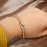 14K Plating Snake Zircon Open Bracelet Women's Wedding Party Accessories