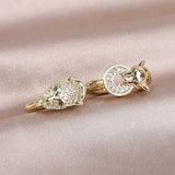 Copper Inlaid Zircon Leopard Earrings Women's Party Jewelry