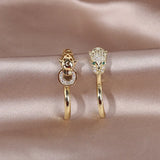 Copper Inlaid Zircon Leopard Earrings Women's Party Jewelry
