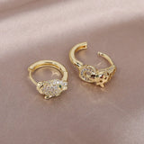 Copper Inlaid Zircon Leopard Earrings Women's Party Jewelry