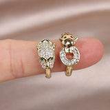 Copper Inlaid Zircon Leopard Earrings Women's Party Jewelry