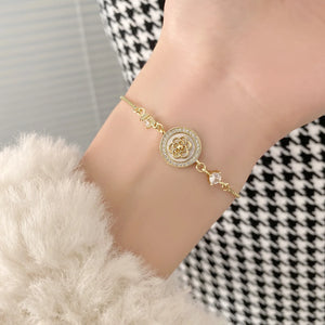 Camellia Shell 14K Bracelet Student Women Stretch Adjust Daily Bracelet