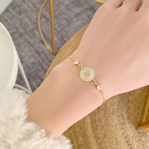Camellia Shell 14K Bracelet Student Women Stretch Adjust Daily Bracelet