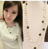 Long Pearl Necklace Multi-Layer Pendant Women Sterling Jewelry