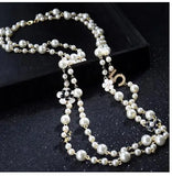 Long Multi-Layer Pearl Necklace with Xiangfeng Pendant
