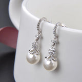 Zircon Diamond Beaded Silver Earrings Set
