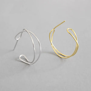 925 Silver Stud Earring Women INS Wave Female Bijoux Anniversary