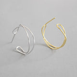 925 Silver Stud Earring Women INS Wave Female Bijoux Anniversary