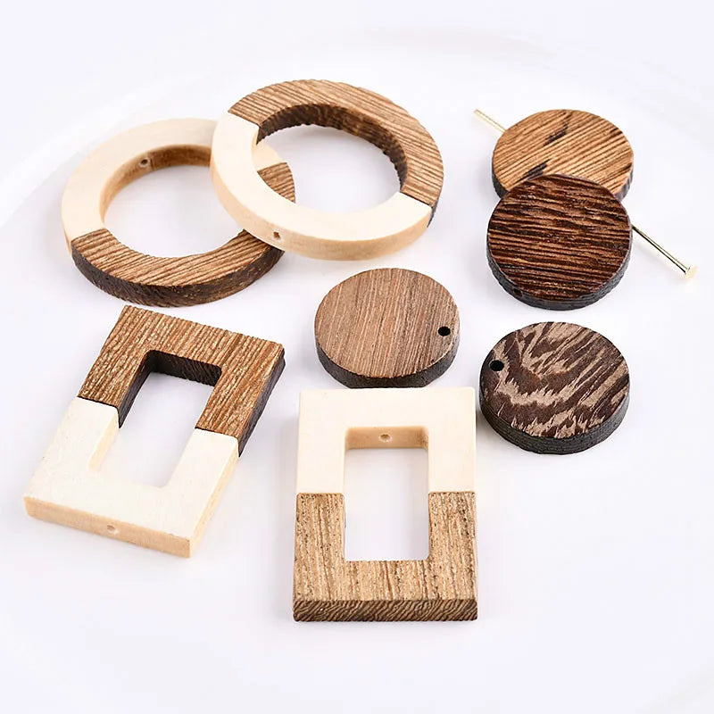Retro Mosaic Square Wood Earrings DIY Kit