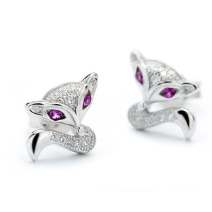 925 Silver Diamond Fox Earrings