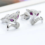 925 Silver Diamond Fox Earrings