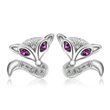 925 Silver Diamond Fox Earrings