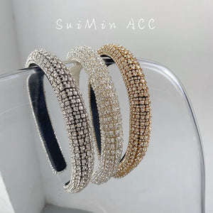 Rhinestone Baroque Sponge Headband Wide Brim Hair Ornament