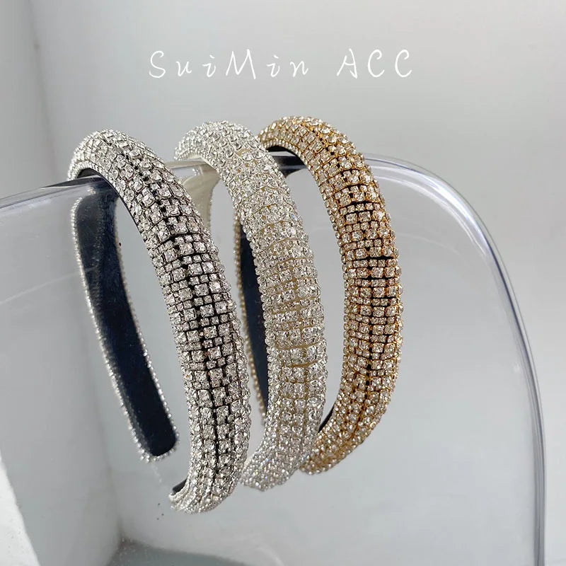 Rhinestone Baroque Sponge Headband Wide Brim Hair Ornament