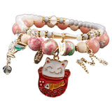 Crystal Lucky Cat Pendant Bracelet Women's Jewelry