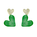 Bright Oil Heart Earrings 925 Silver Needle