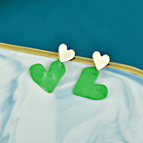 Bright Oil Heart Earrings 925 Silver Needle