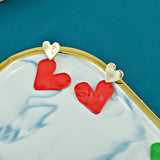 Bright Oil Heart Earrings 925 Silver Needle