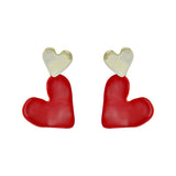 Bright Oil Heart Earrings 925 Silver Needle