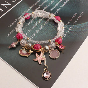 Elastic Women's Bracelet with Love Pendant