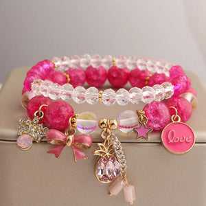 Elastic Women's Bracelet with Love Pendant