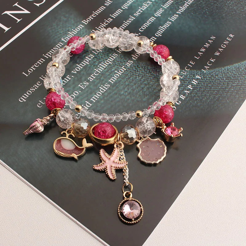 Elastic Women's Bracelet with Love Pendant