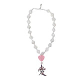 Sweetheart Girl Love Pearl Choker Necklace Y2K